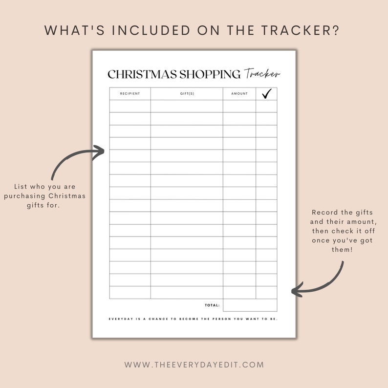 christmas shopping list printable, christmas tracker, gift planner printable, printable gift tracker, holiday planner, holiday gift, christmas print, christmas printable, christmas tracker print at home, planner insert, print at home planner