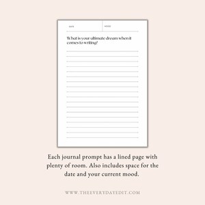 writing journal prompts, lined journal pages