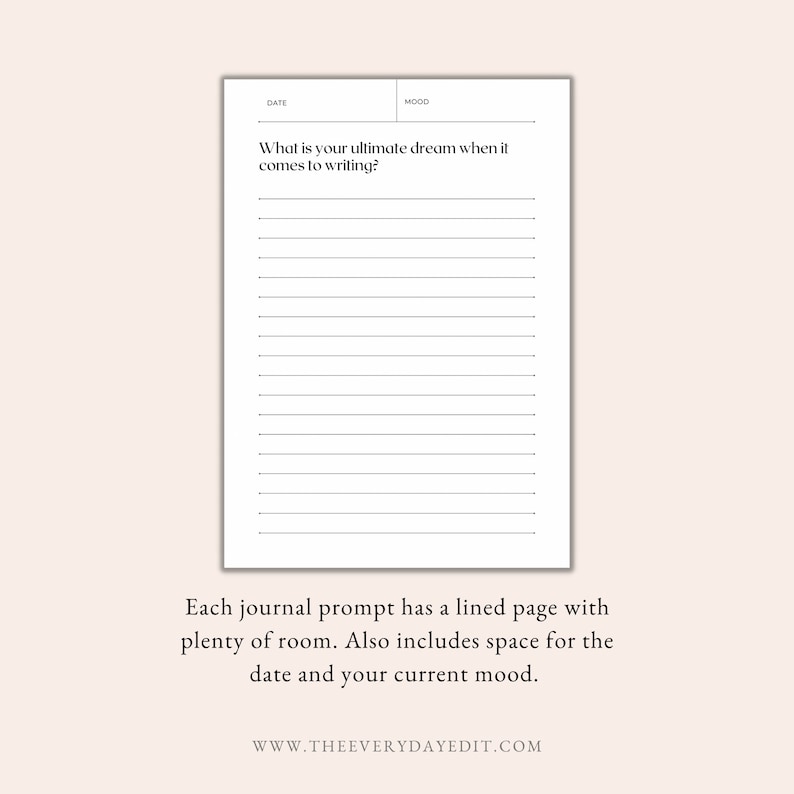 writing journal prompts, lined journal pages