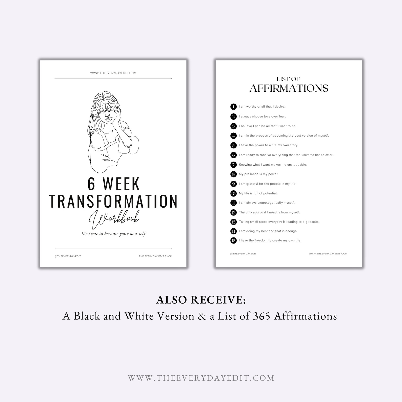 6 Week Transformation Workbook Printable, Mindset Workbook, Glow up ...