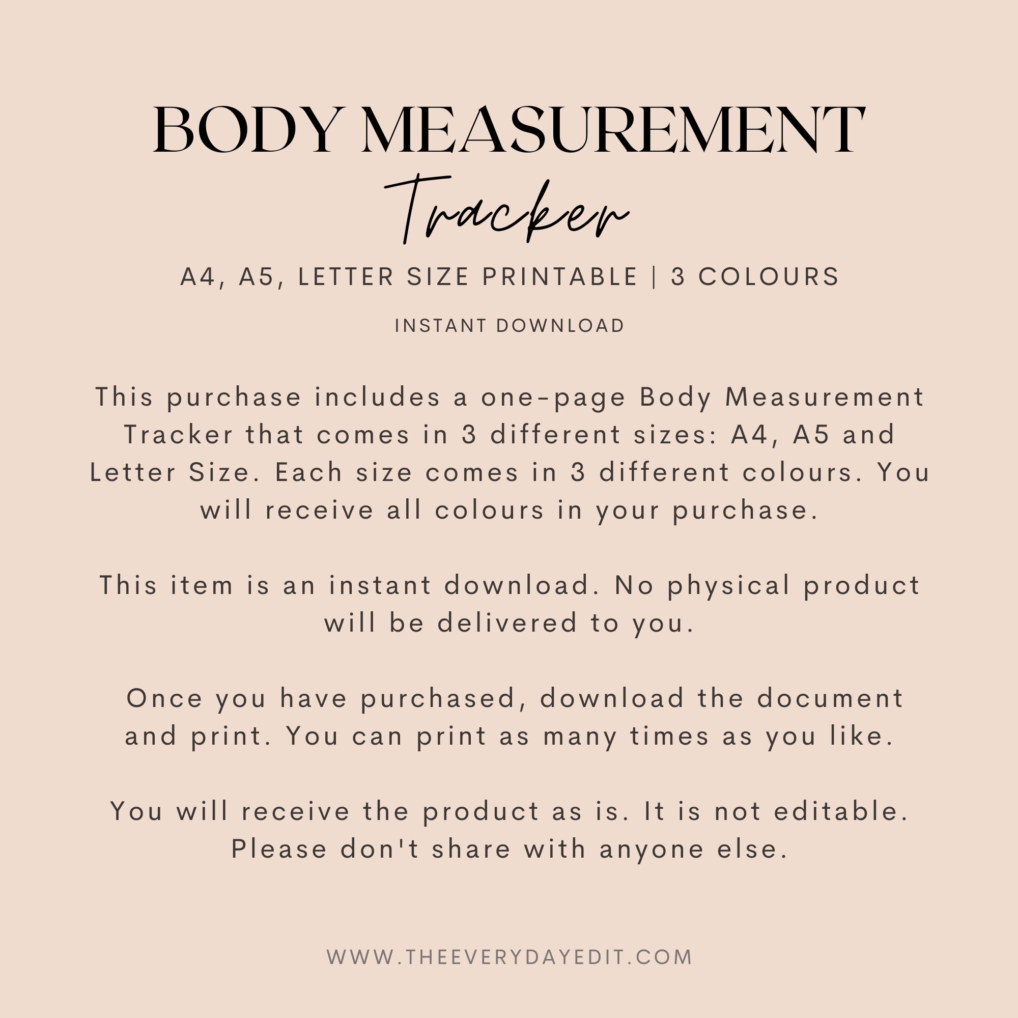 Body Measurement Tracker Printable, Weight Loss Tracker, Body Progress ...
