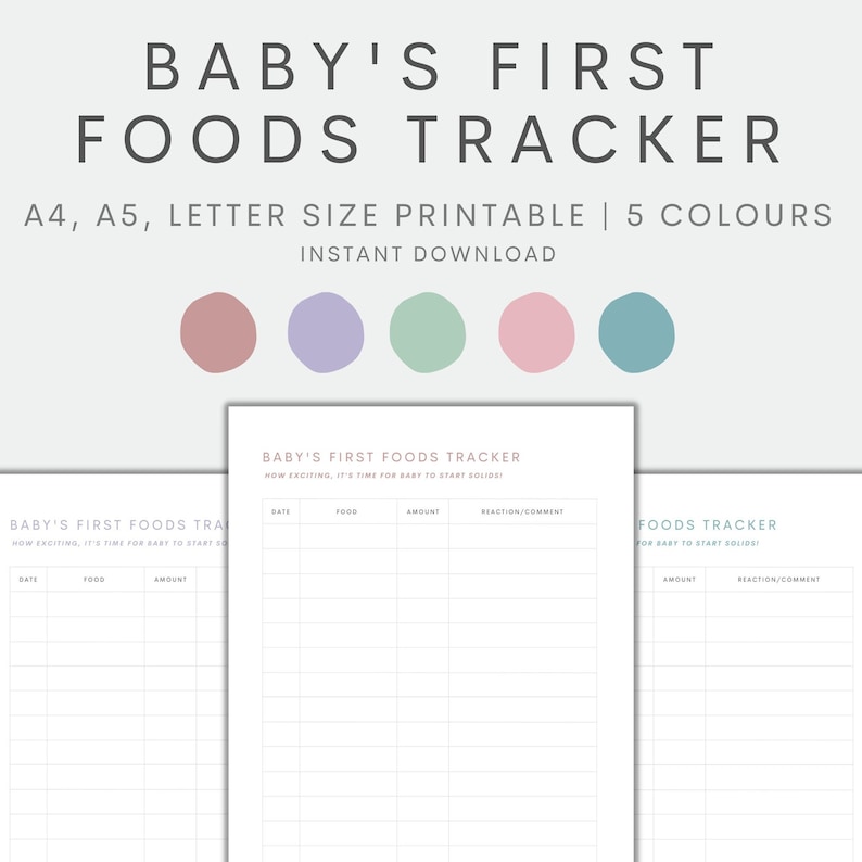 baby first foods tracker printable