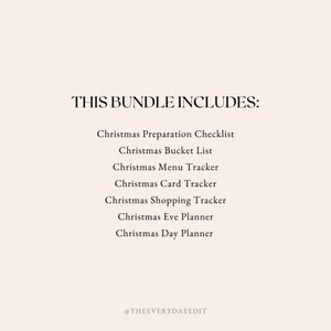christmas preparation checklist, christmas bucket list, christmas menu tracker, christmas card tracker, christmas shopping tracker christmas gift tracker, Christmas Eve Planner, Christmas Day Planner