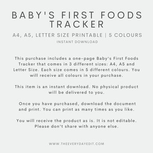 baby's first foods tracker printable, printable food log, printable baby food log, baby food diary printable, baby food template, baby tracker, baby planner printable, solid foods printable, introducing solids printable