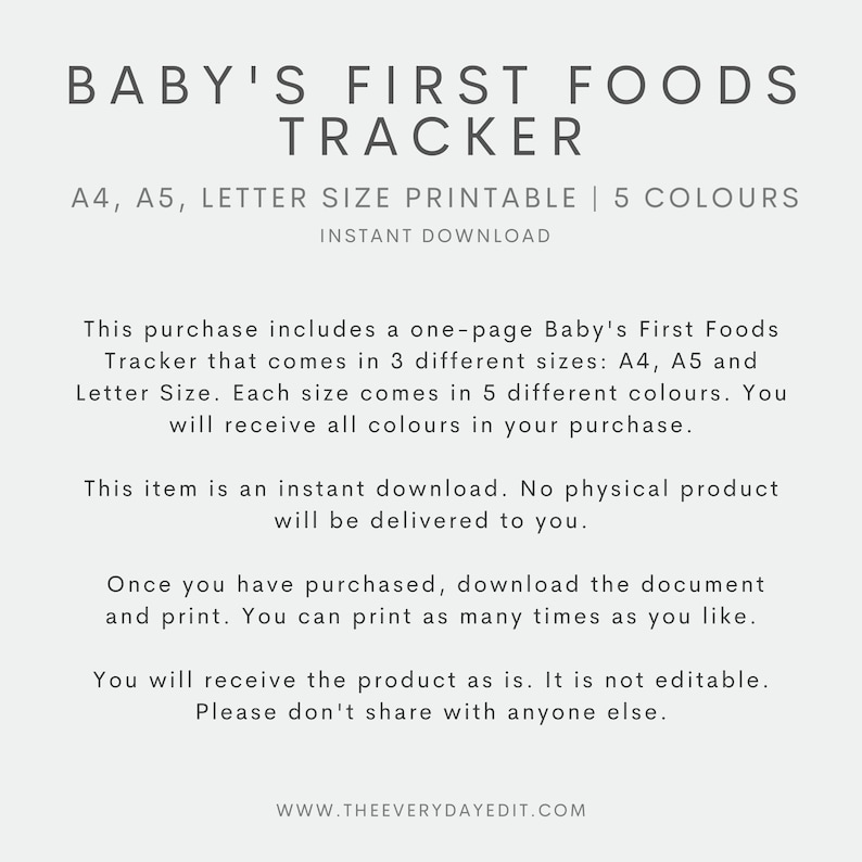 baby's first foods tracker printable, printable food log, printable baby food log, baby food diary printable, baby food template, baby tracker, baby planner printable, solid foods printable, introducing solids printable