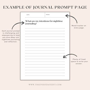 The Nighttime Journal Printable, Night Journal Prompts, Journaling Prompts, Evening Journal ...