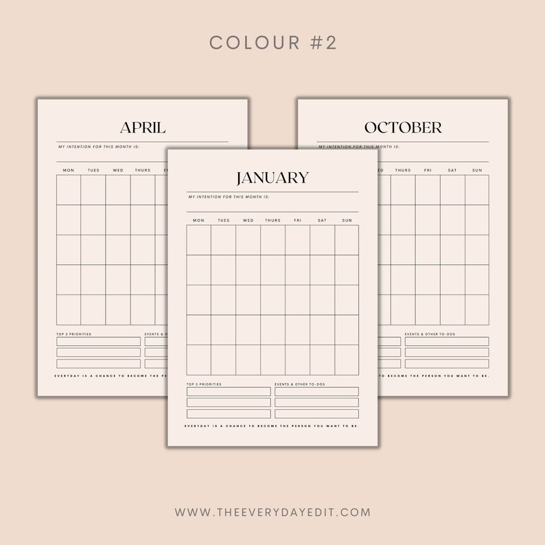 Undated Yearly Planner Printable, 12 Month Undated Planner Inserts ...