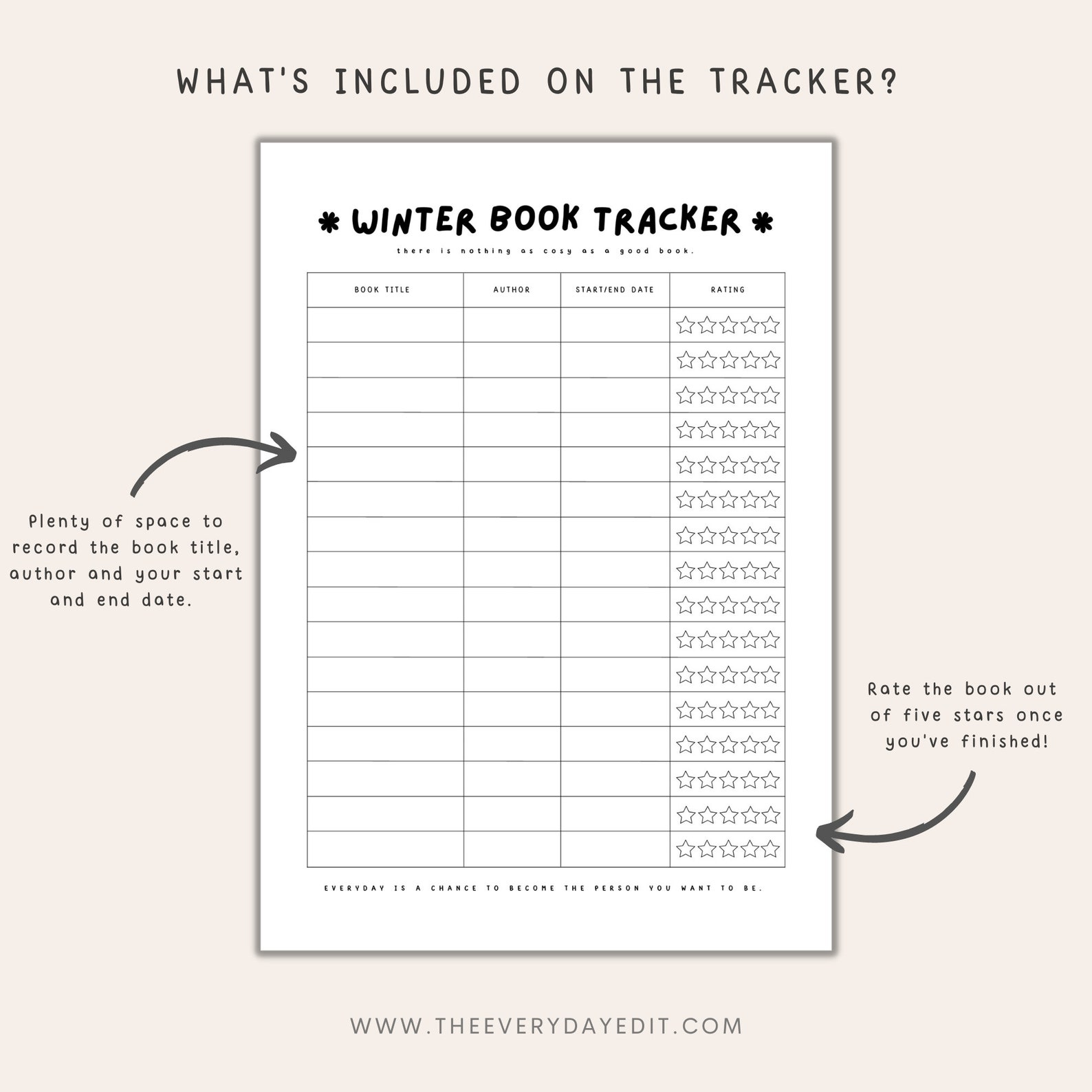 Winter Book Tracker Printable, Book List Tracker, Reading Tracker, Book ...