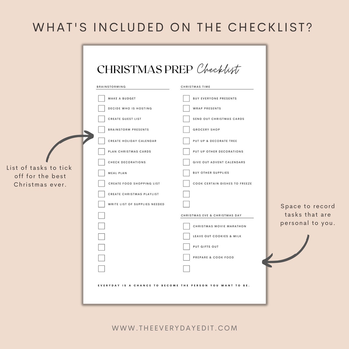 Christmas Preparation Checklist Printable, Christmas Checklist