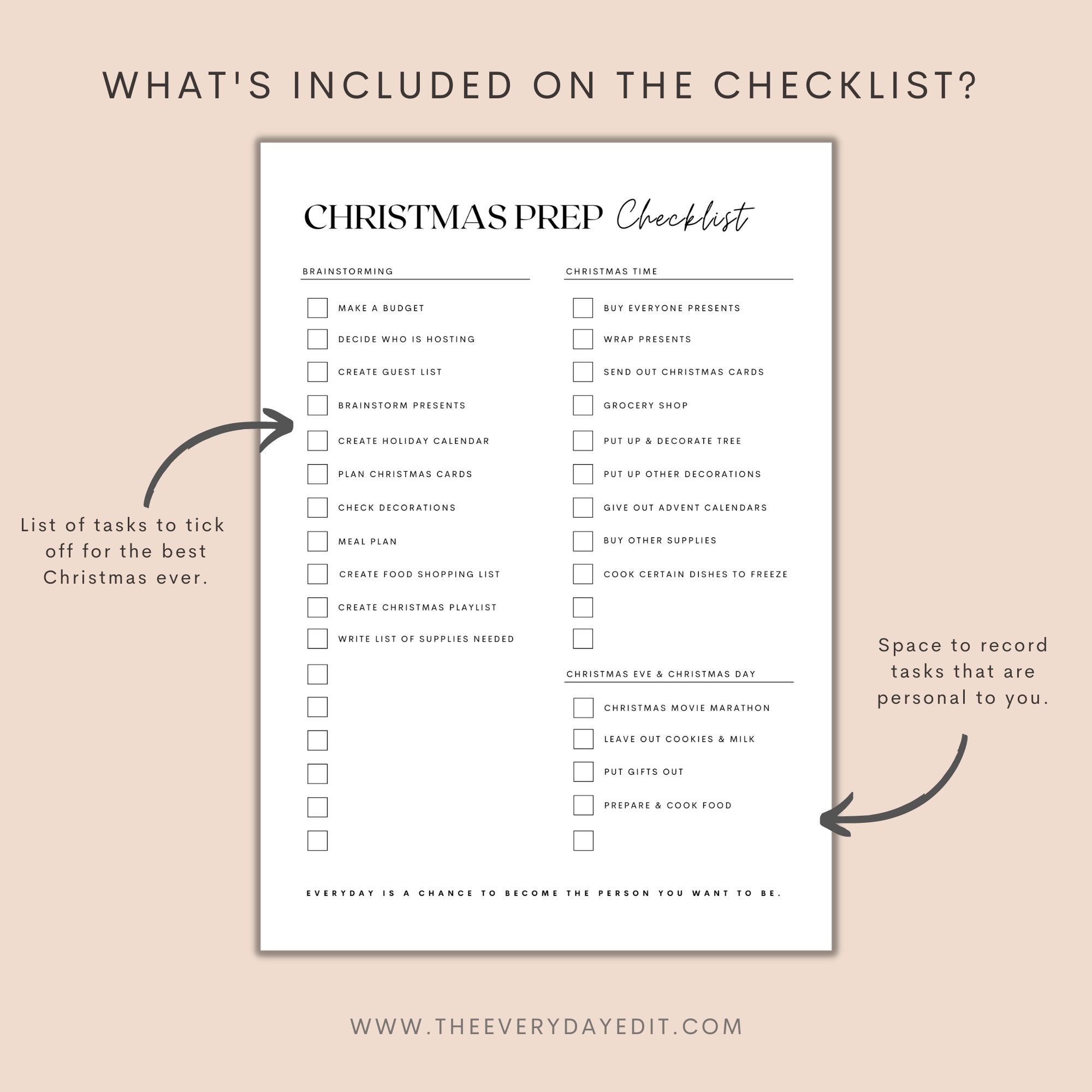 Christmas Preparation Checklist Printable, Christmas Checklist
