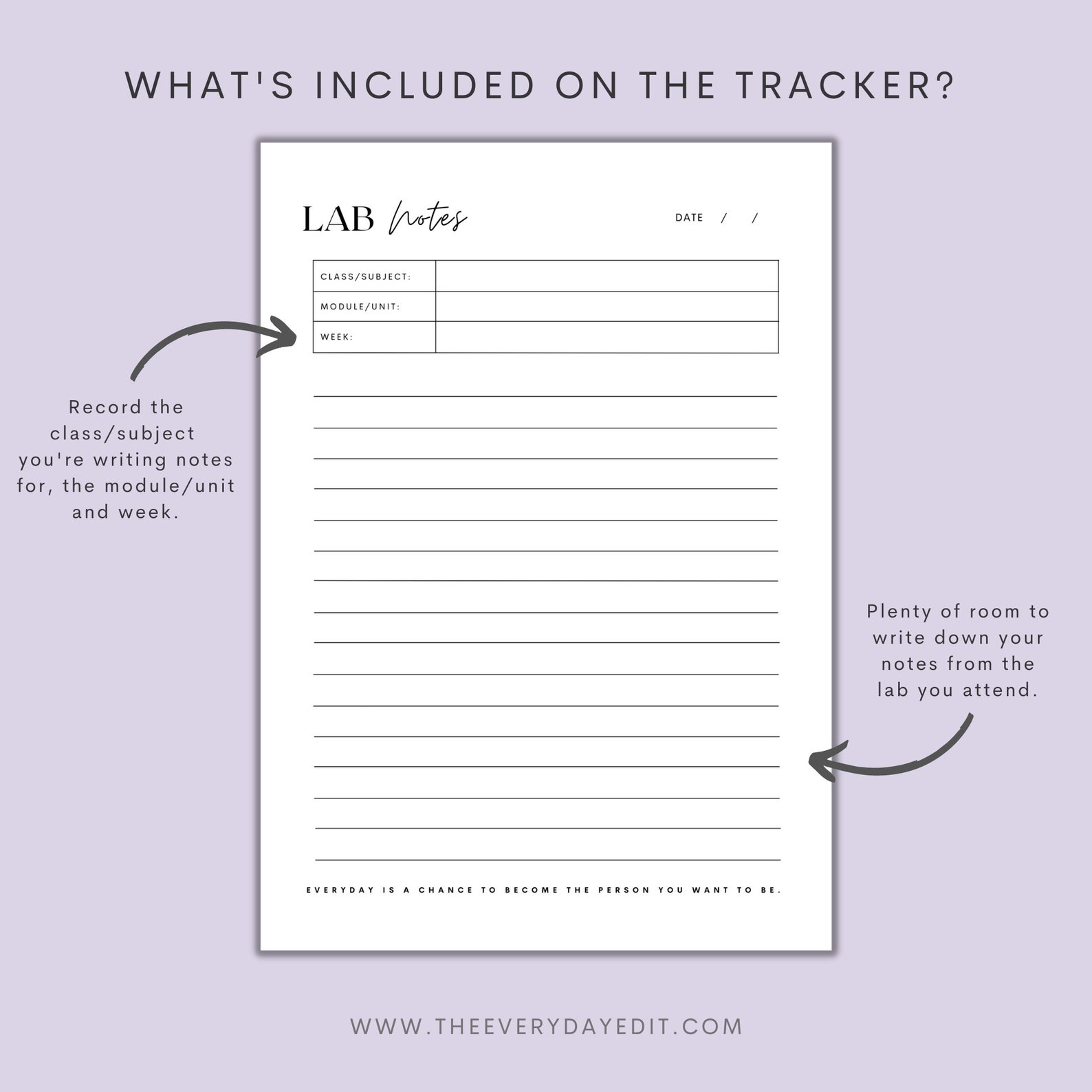Lab Notes Tracker Printable, Lab Notes Paper, Lined Notes Page, College ...