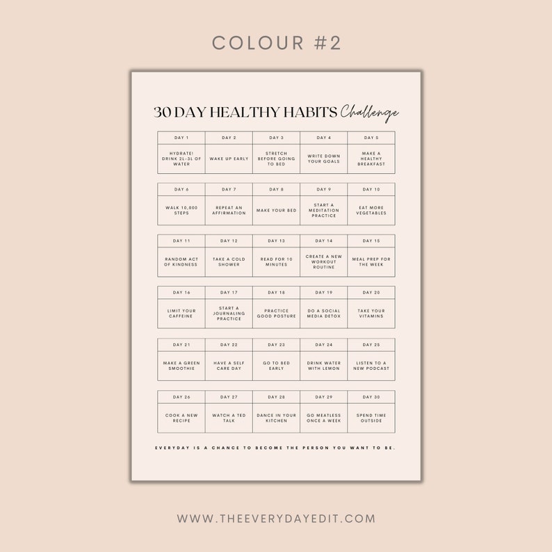 30 day healthy habits challenge