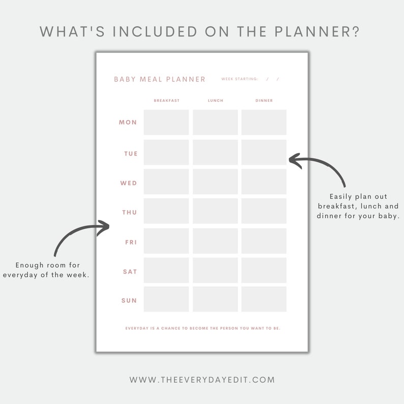 baby led weaning planner printable, meal planner for babies, meal planner printable, baby meal planner, printable baby food tracker