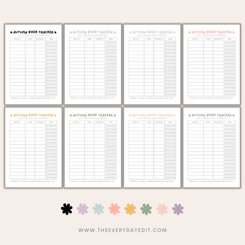 Autumn Book Tracker Printable Book List Tracker Reading Etsy Australia