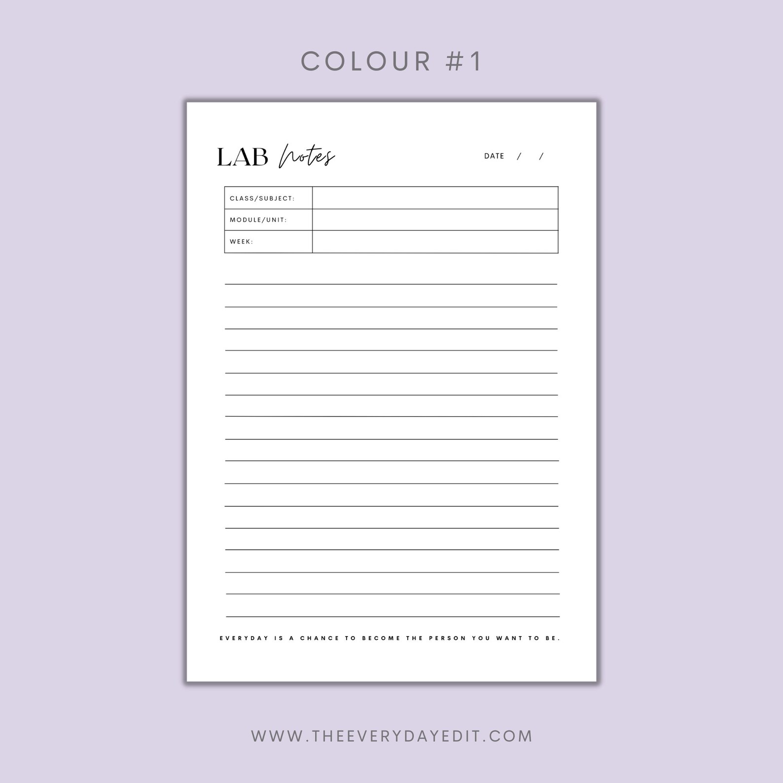 Lab Notes Tracker Printable, Lab Notes Paper, Lined Notes Page, College ...