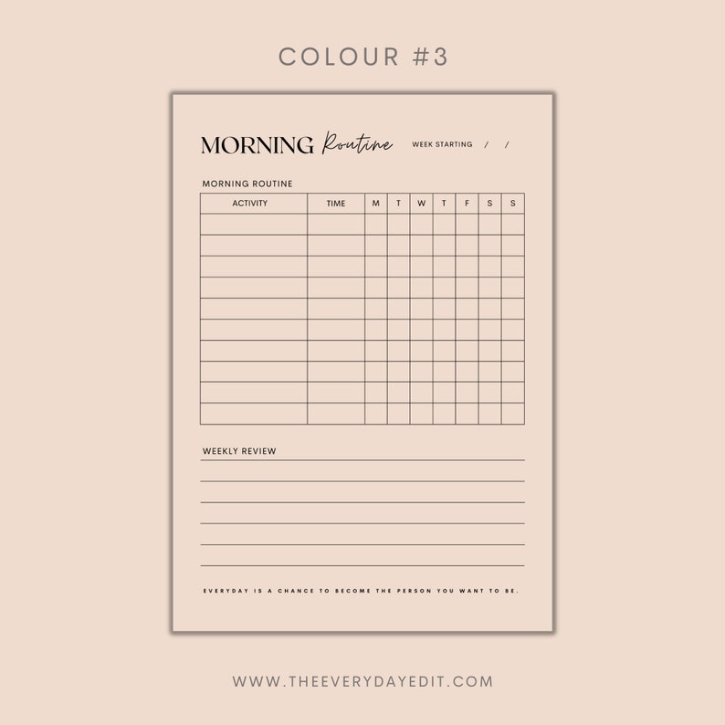 morning routine tracker printable