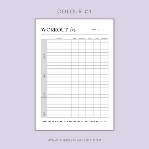 printable workout log