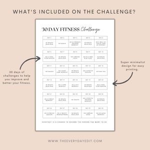 minimalist tracker, printable minimalist planner, 30 day challenge, printable 30 day planner, 30 day tracker printable, fitness challenge, fitness tracker, fitness planner, fitness log, workout challenge, workout tracker, workout planner
