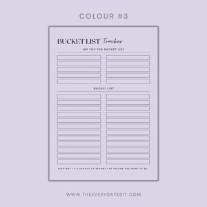 bucket list tracker printable