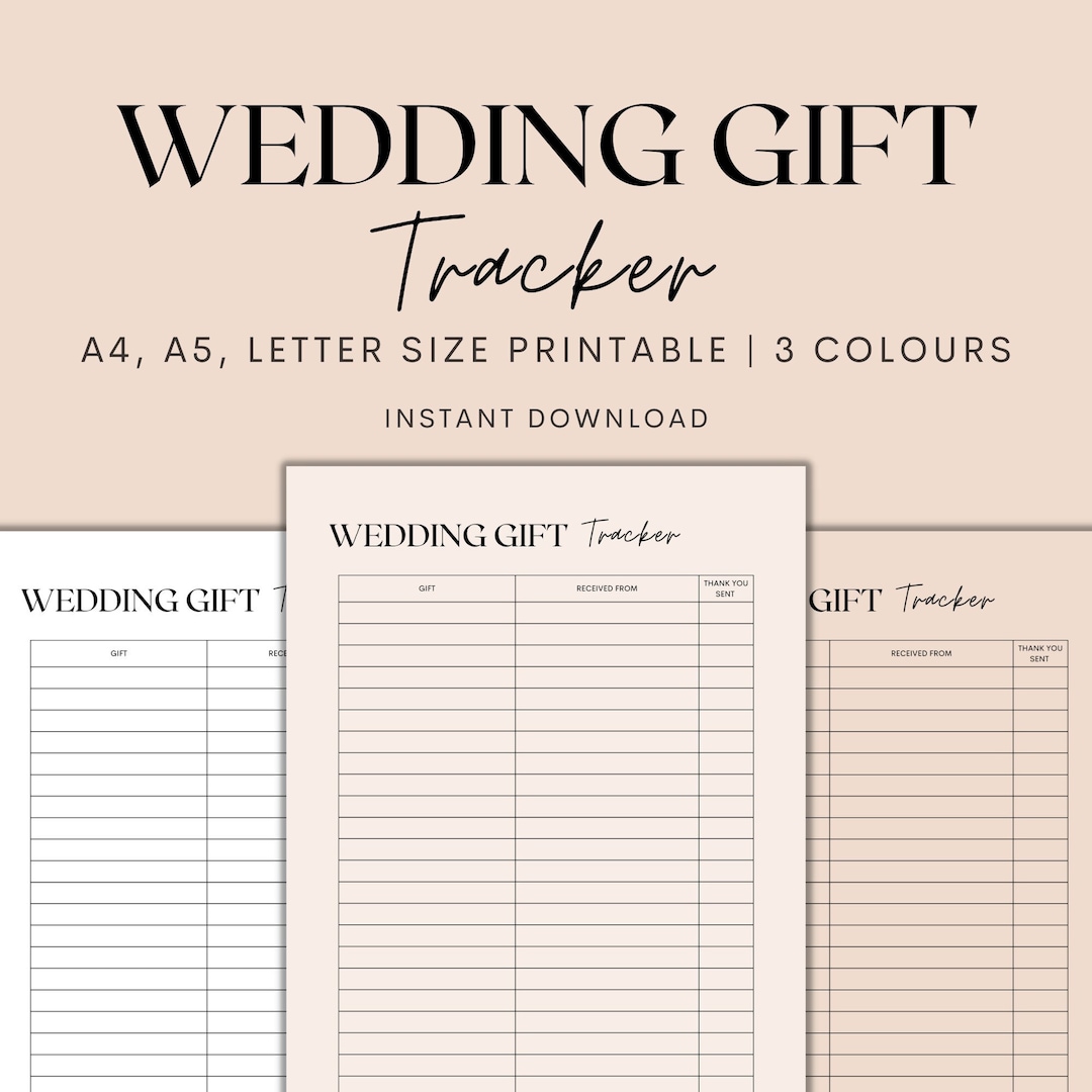 Wedding Gift Tracker Printable, Wedding Tracker, Wedding Planner, Gifts ...