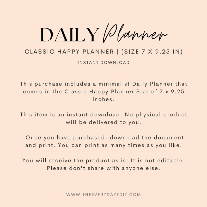 Classic Happy Planner Printable, Daily Planner Printable, Planner ...