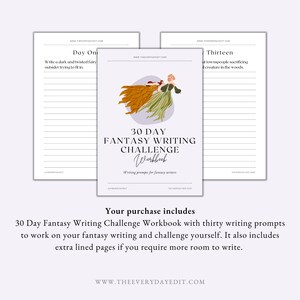 Thirty Writing 30 Day Fantasy Writing Challenge Workbook Printable, 30 Day Writing ...