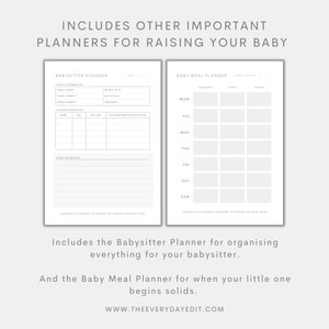 daily planner printable, printable babysitter planner insert, baby meal planner, printable meal planner, babysitter log, babysitting planner, babysitter tracker, meal planner, meal tracker, baby's first food tracker, meal plan printable