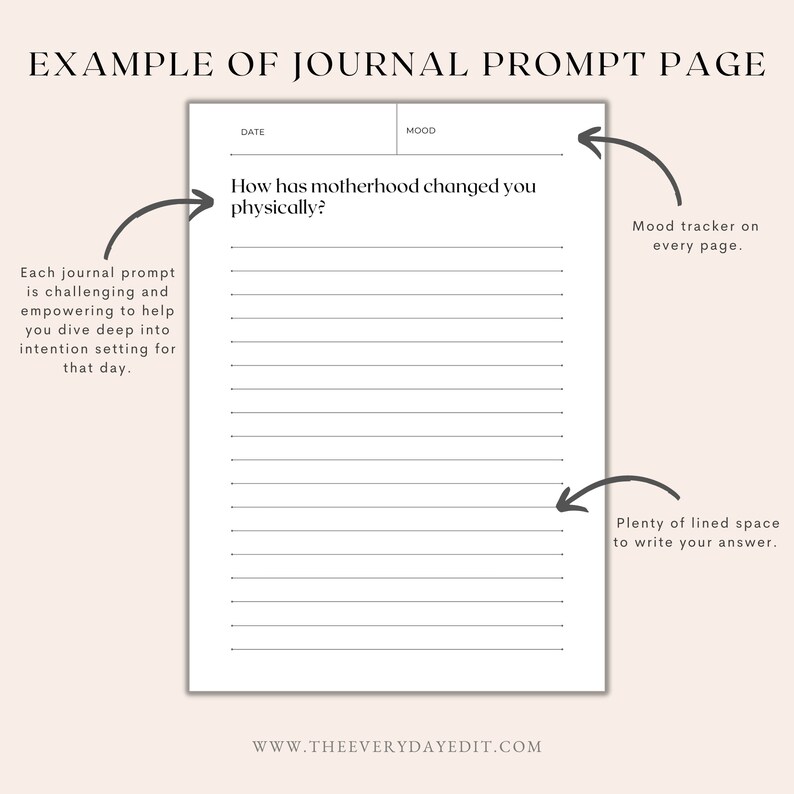 journal page, journaling pages, daily journal, daily journaling, motherhood journal prompts, postpartum planner, postpartum journal prompts, journaling prompts for postpartum, matrescence journaling prompts printable