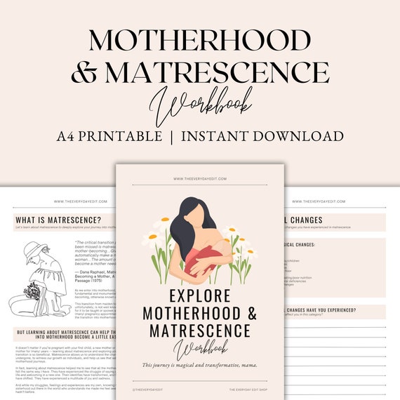 Matrescence Workbook Printable, Motherhood Workbook, Matrescence Journal, Motherhood Journal, Postpartum Journal, Instant Download PDF
