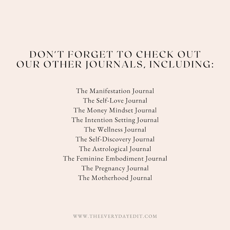 manifestation journal, self love journal, money mindset journal, intention setting journal, wellness journal, self discovery journal, astrological journal, feminine embodiment journal, pregnancy journal, motherhood journal
