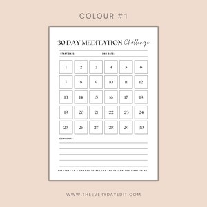 30 Day Meditation Challenge Printable, 30 Day Challenge, Meditation ...