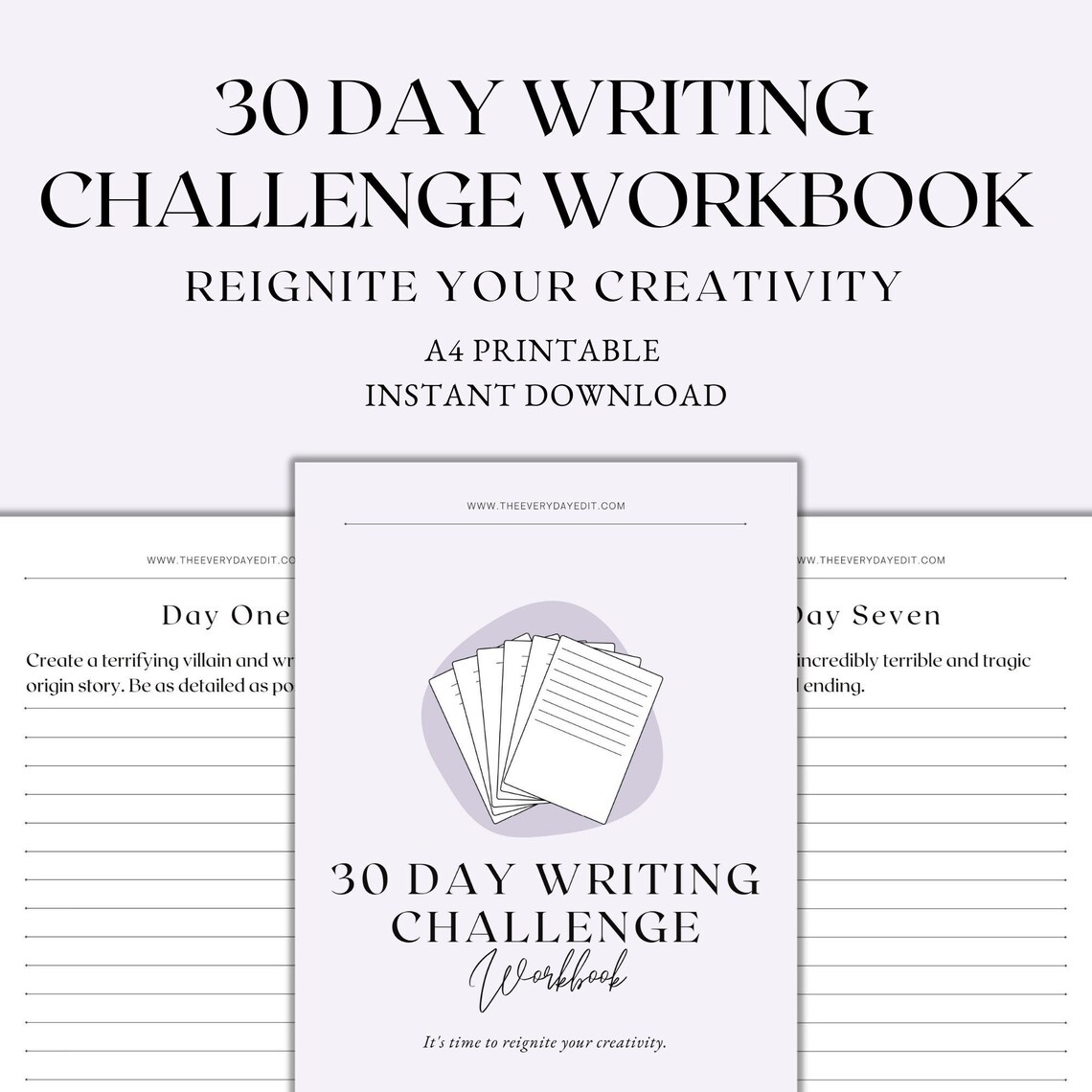 30 Day Writing Challenge Workbook Printable Book Writing Etsy