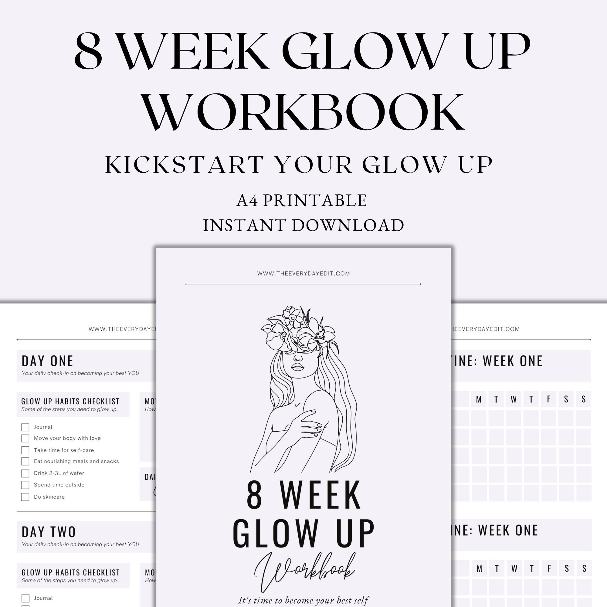 8 Week Glow up Workbook Printable, Goal Planner, Life Planner Printable ...