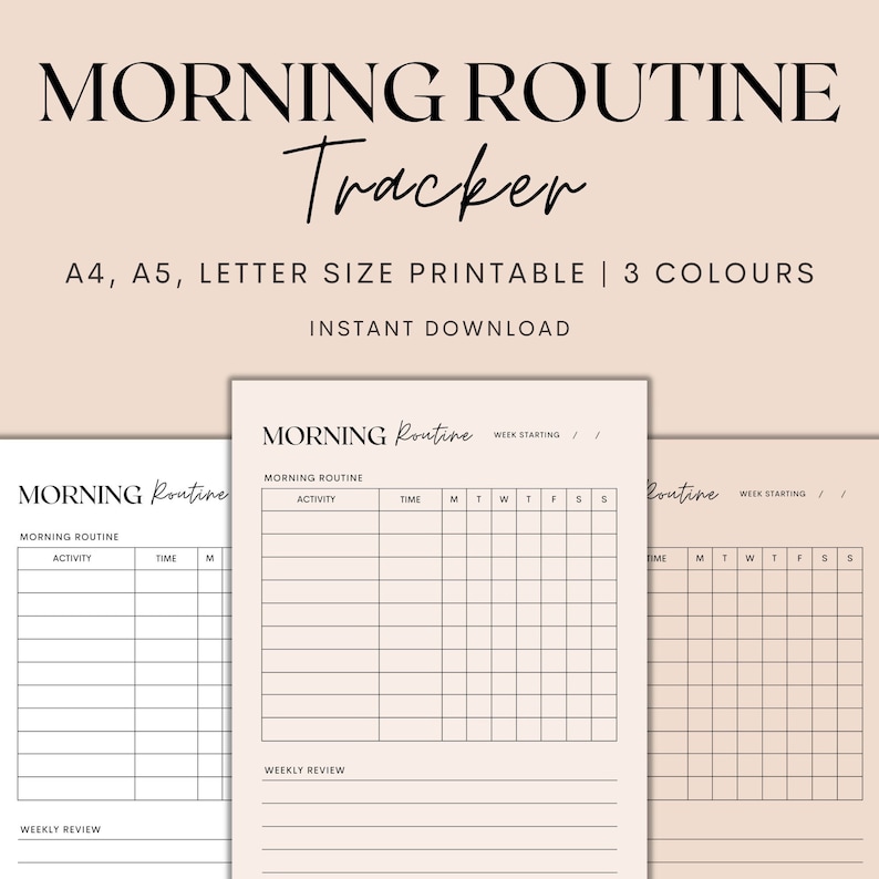 Morgen Routine Tracker druckbar, Morgen Planer druckbar, Wochenplaner, Routine Planer, Sofort Download PDF Bild 1