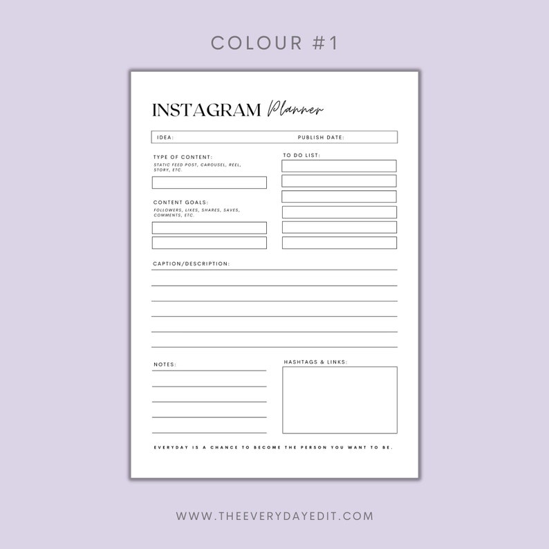 Instagram Planner Printable Social Media Planner Instagram - Etsy