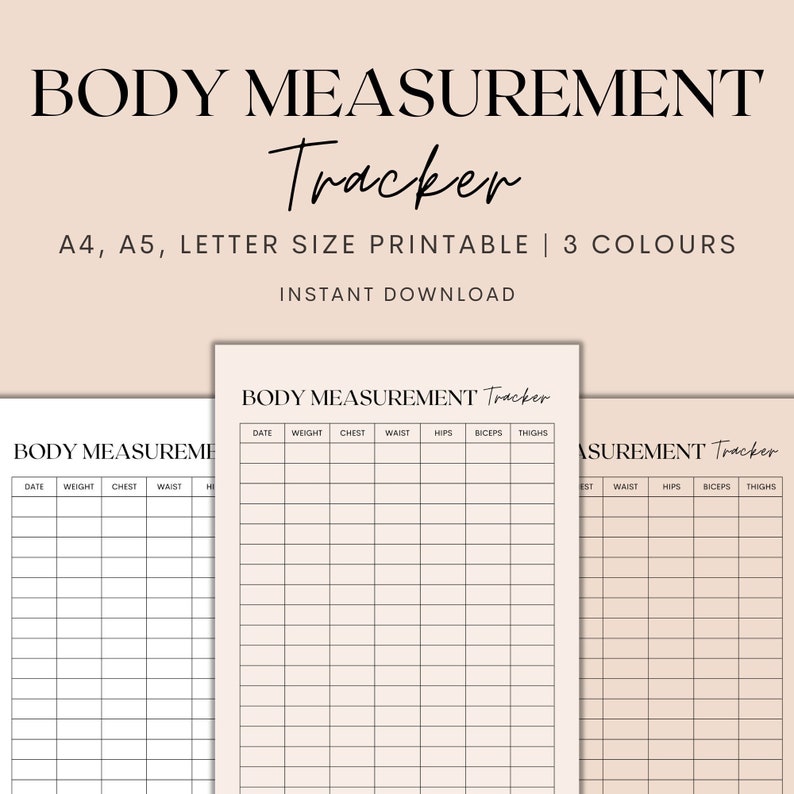 Body Measurement Tracker Printable, Weight Loss Tracker, Body Progress ...