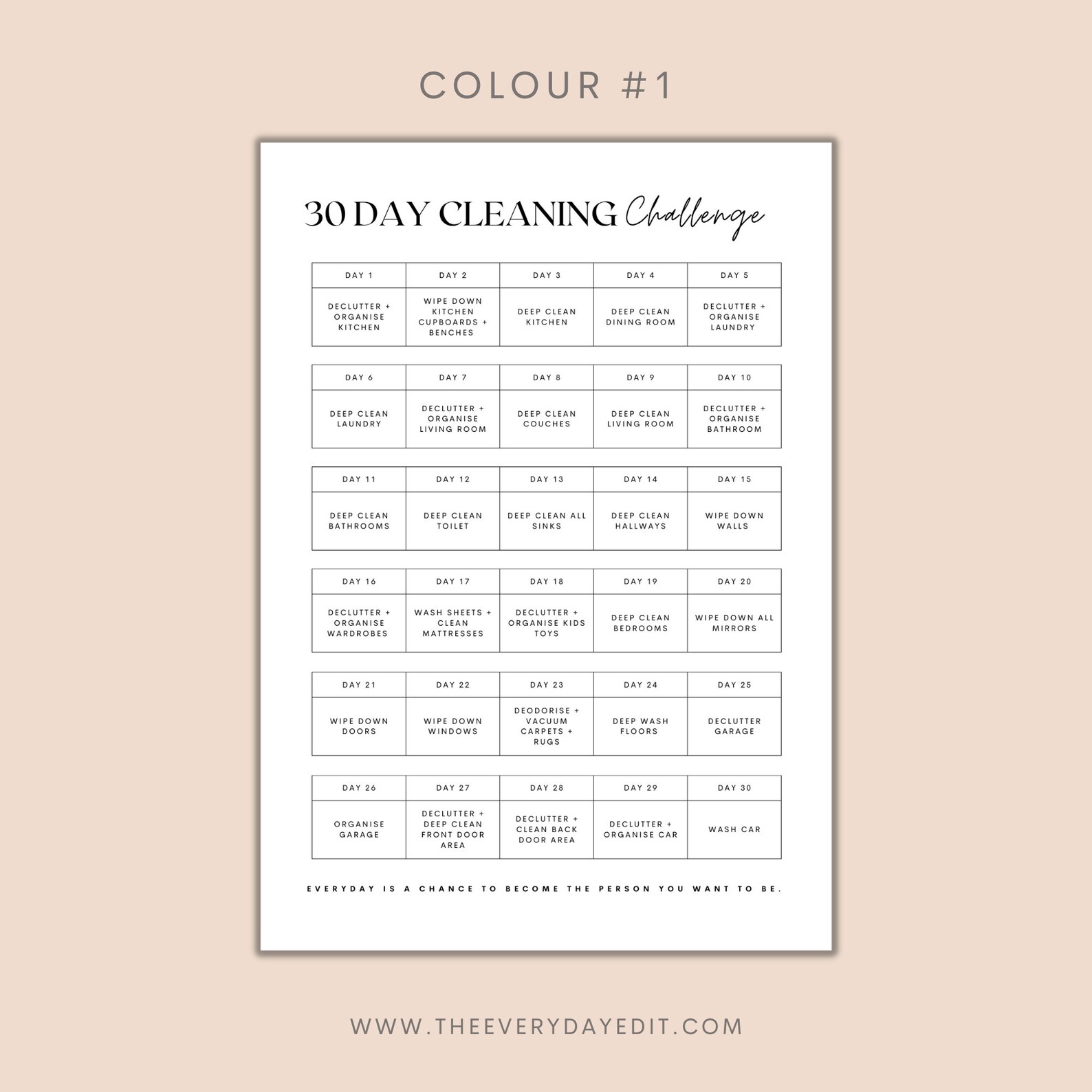 30 Day Cleaning Challenge Printable, Cleaning Planner, Cleaning ...