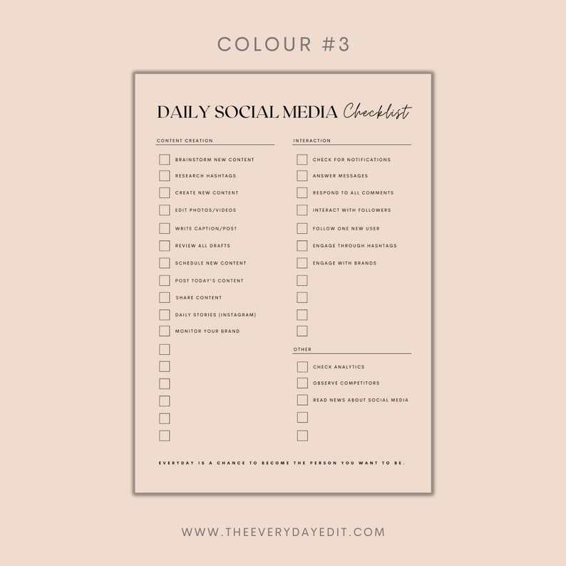 daily social media checklist printable