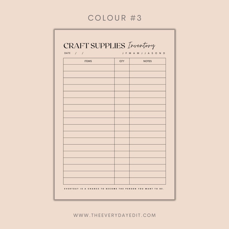 Craft Supplies Inventory Printable Inventory Tracker Etsy