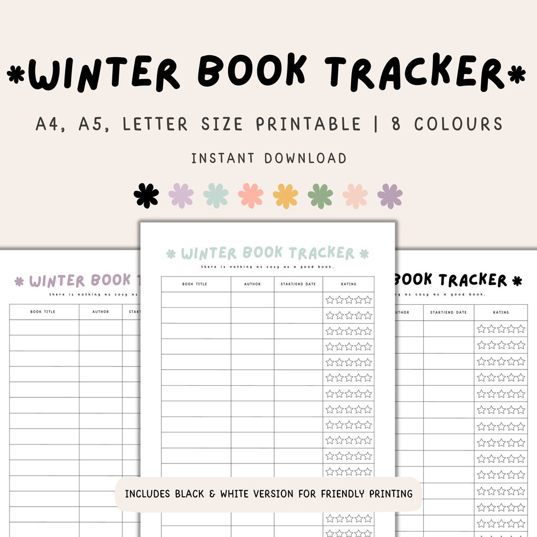 Winter Book Tracker Printable, Book List Tracker, Reading Tracker, Book ...