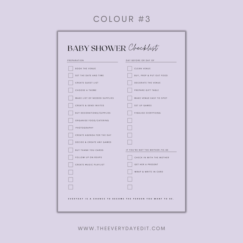 baby shower checklist printable