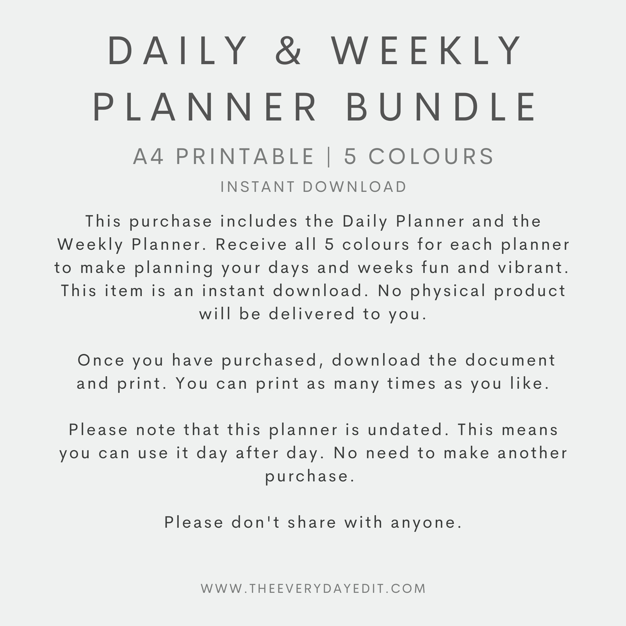 Daily Planner Printable, Weekly Planner Printable, Minimal Printable ...