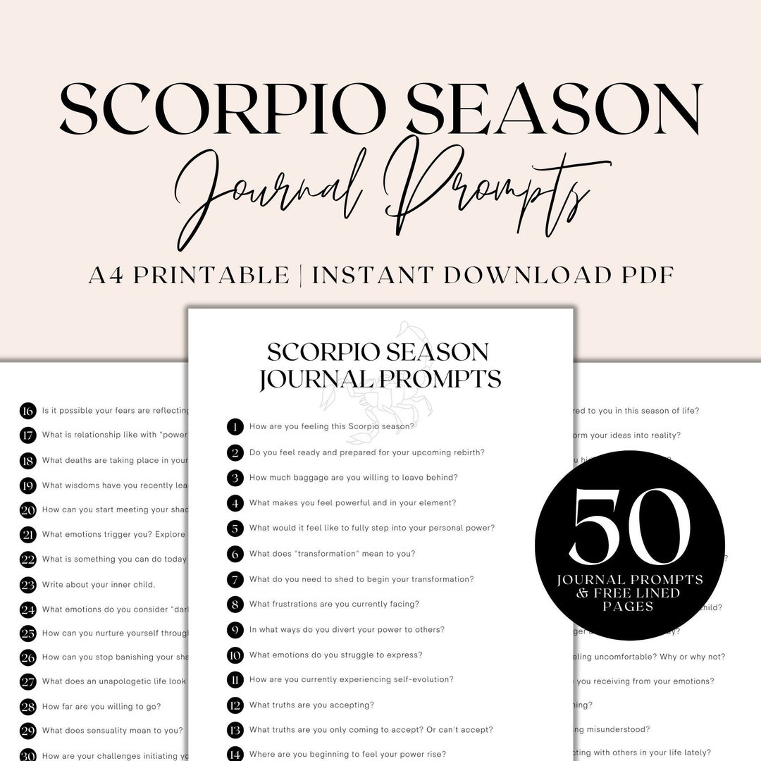 Scorpio Season Journal Prompts Printable, Astrological Journal