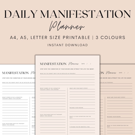 Daily Manifestation Planner Printable Daily Planner - Etsy