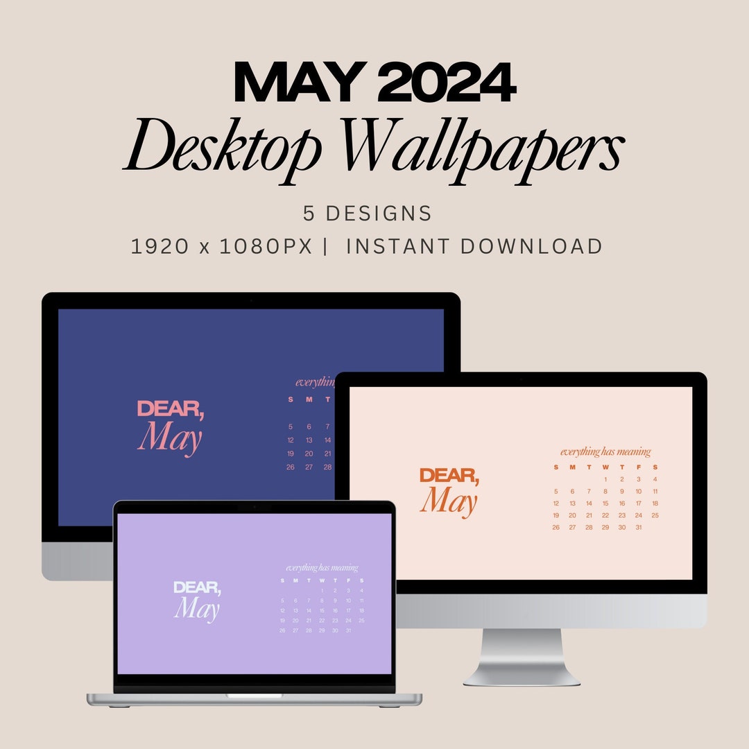 May 2024 Desktop Wallpaper, 2024 Calendar Desktop Background, Aesthetic