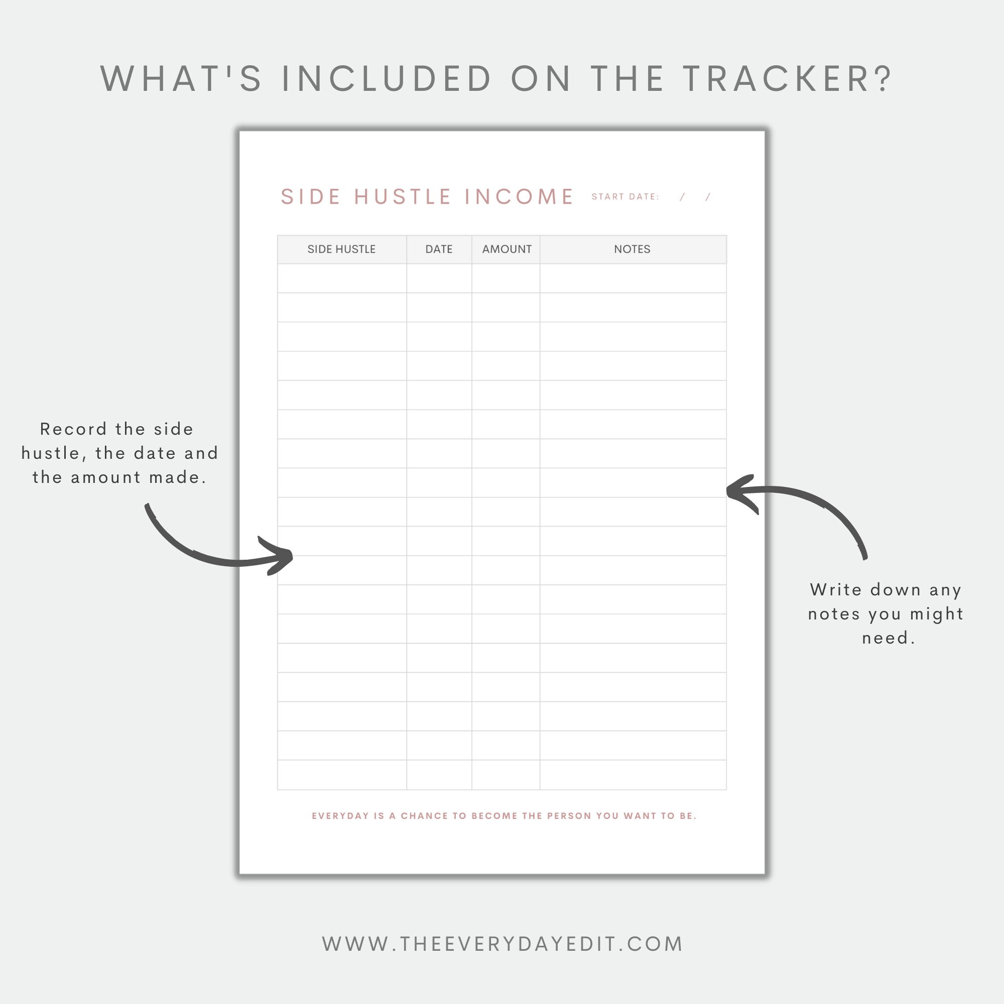Side Hustle Income Tracker Printable, Small Business Income Sheet ...
