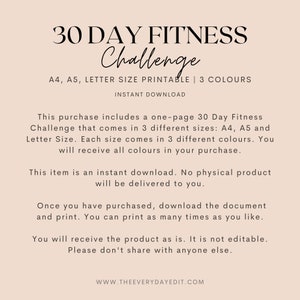 minimalist 30 day challenge printable, minimalist challenge, fitness challenge printable, fitness tracker, fitness planner, minimalist tracker, minimalist planner, workout tracker, black and white tracker, 30 day fitness challenge