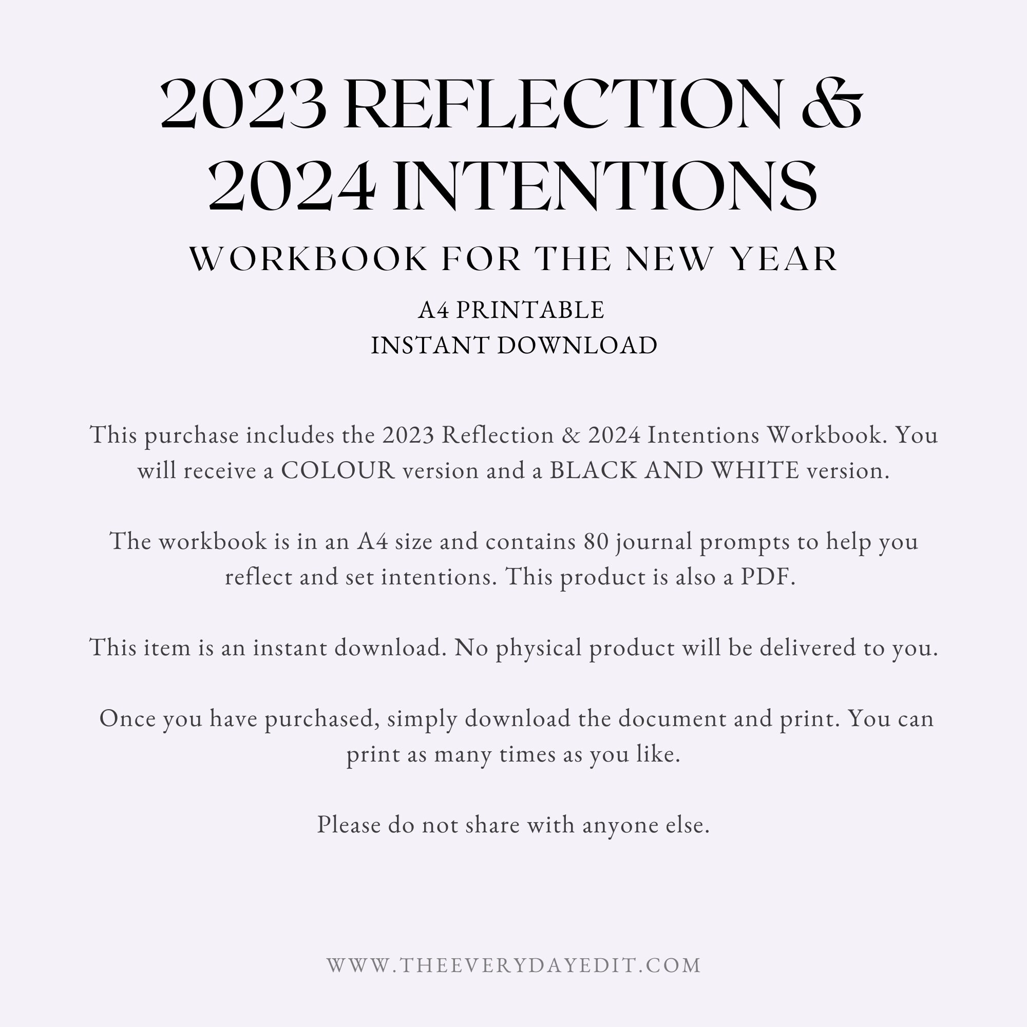 2023 Reflection 2025 Intentions Workbook, 2025 Yearly Planner Printable
