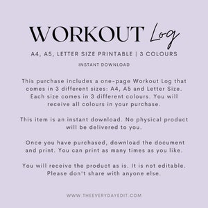 minimalist planner printable, minimal planner, workout log printable, workout tracker printable, printable workout planner, exercise planner, exercise log, exercise tracker, gym planner, gym log, gym tracker, purple planner, feminine planner