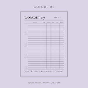 printable workout log
